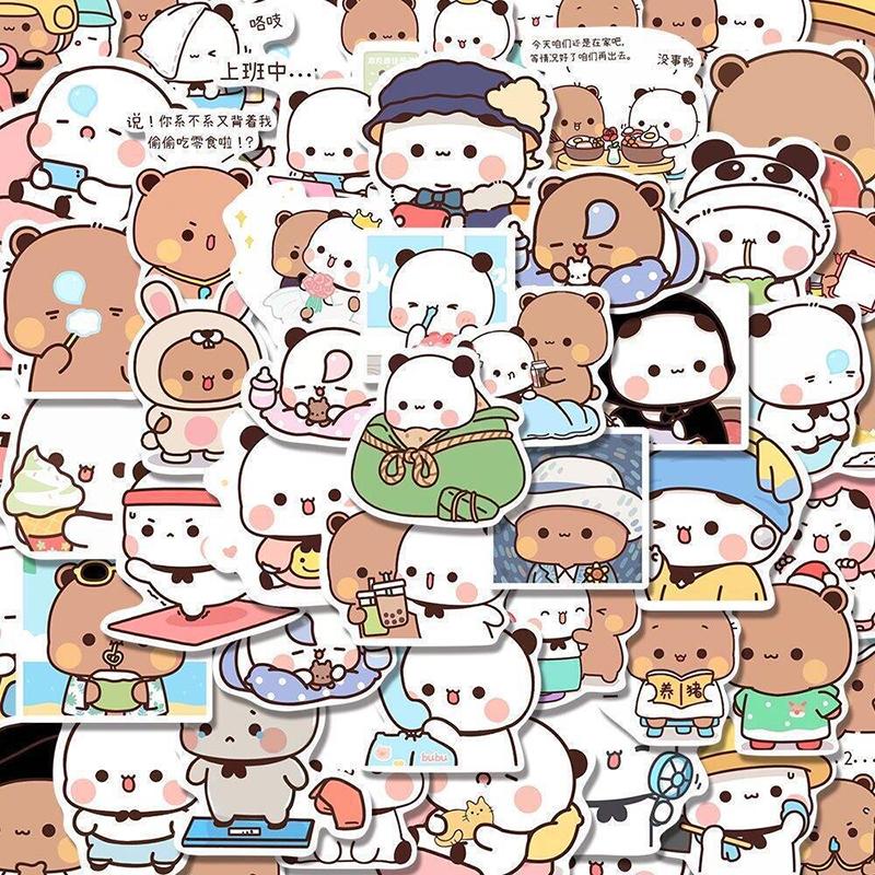 65 шт. наклеек Bubu и Dudu, симпатичные медвежьи пары, сделай сам, игрушки, каракули, наклейка, чехол для телефона, скрапбукинг, водонепроницаемое украшение