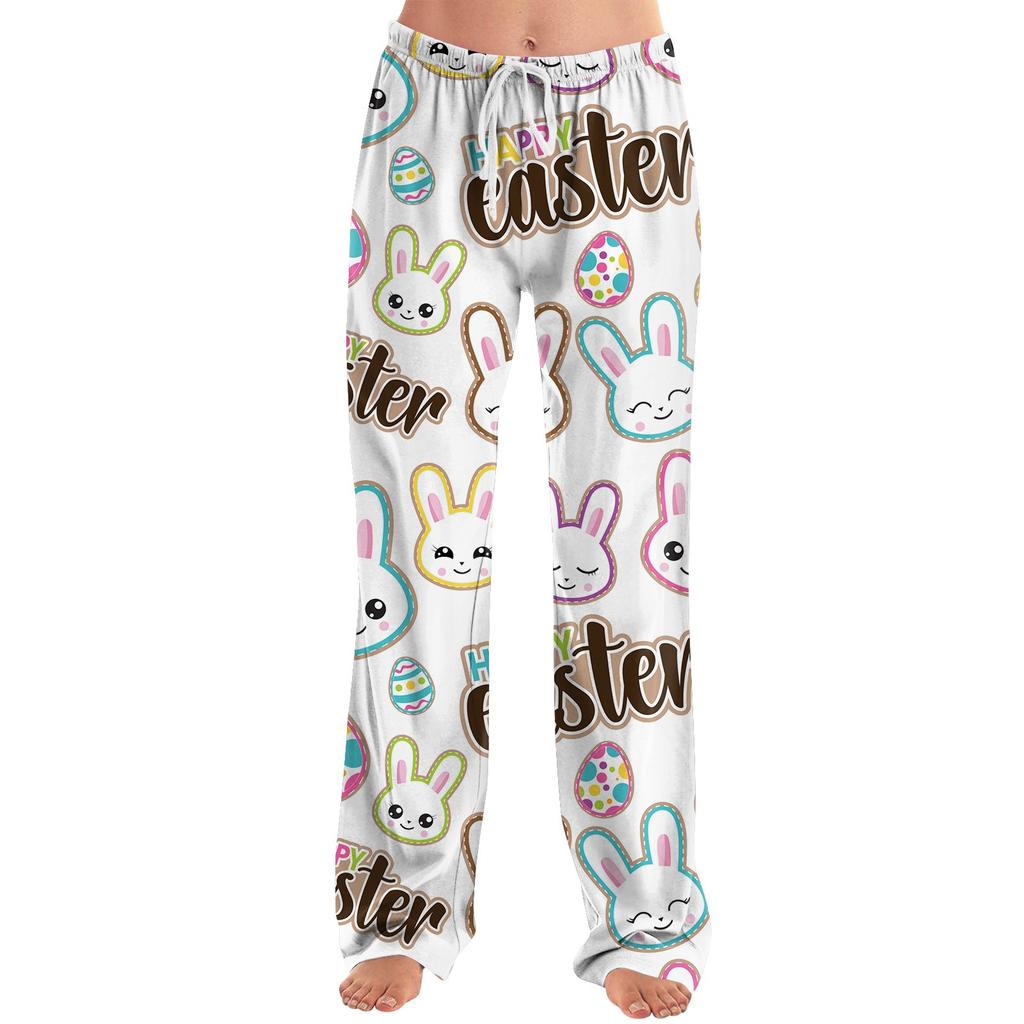 Женские модные свободные повседневные брюки с пасхальным принтом
