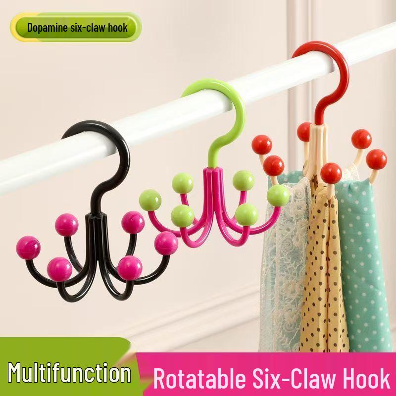 Six-Claw No-Drill Bag, Lingerie, and Hat Hanger for Dormitory Wardrobe Storage