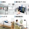 Sanwa Direct Напольная регулируемая по высоте гибкая подставка для iPad, планшета, 133-185 см, Высота, Угол, Вращение, Рычаг, 100-MR140