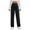 Women's Casual Straight Leg Pants With High Waist Button Elastic Business Work Pants With Multiple Pockets