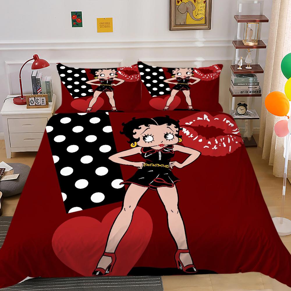 Bedding Set Cover Lovely 3D Betty Boop Printing Girl Double Size Home Textiles Comforter Cover Set