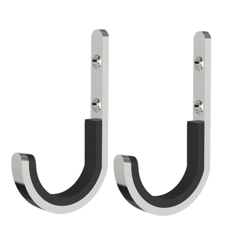 Stainless Ladder Hooks Wall Mount 4 Pack Metal Key Hooks Soft Felt Lining for Gun Rack Shotgun Wall Mount Storage Stainless Steel Gun Hanger