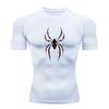 Men's Compression Workout T-Shirt, Stylish Tribal Black Spider Red Print Quick Dry Breathable Athletic Top for Gym Runni
