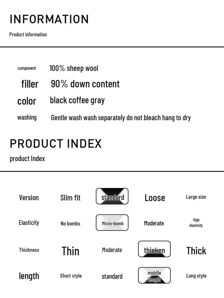 Luomeng Men's Mid-Length 100% Wool & 90% Down Winter Coat