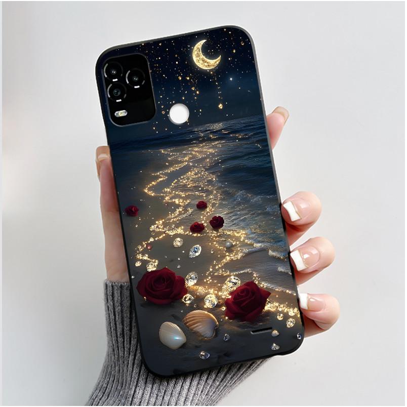 Black Phone Case For BLU G71 Plus (G71+ G71P) Shockproof For BLU G71 Plus (G71+ G71P) Little Rabbit In The Flowers Pattern Cover