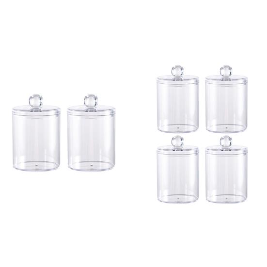 2/4Pcs Cotton Swab Holders Bathroom Storage Boxes with Lid Large Capacity Transparent Design Cotton Ball Floss Jar Containers