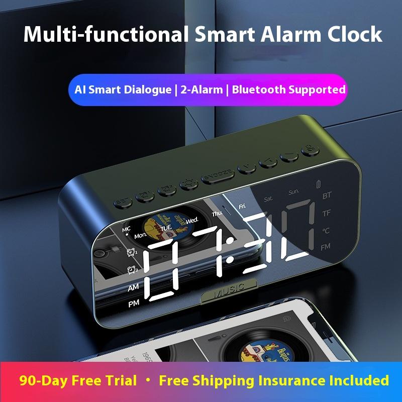 Smart Bluetooth Speaker Electronic Multi-function Clock Student Wake Up Alarm Clock Artifact Wireless Small Speaker High Sound Quality