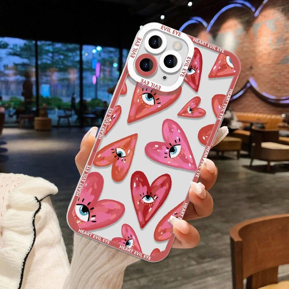 Red Eye Pattern Soft Phone Case For iPhone 15 14 Pro 12 11 13 Pro Max XR XS X 12 Mini 7 8 15 Plus SE Silicone Shockproof Cover