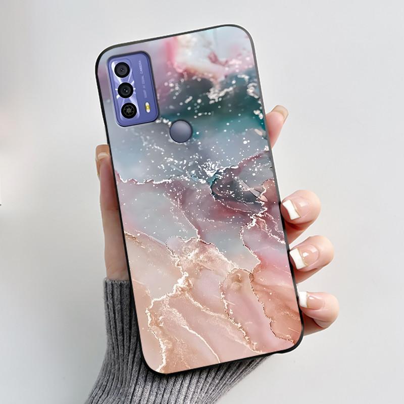 New Design Case For TCL 20B (6159K) Fashionable Black Love Pattern Shockproof Protective Cover Soft Silicone Black Case