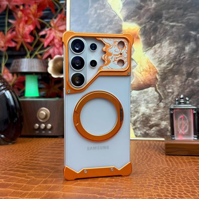Чехол-накладка Samsung S26 Ultra с покрытием Skin-Feel и магнитным вращающимся металлическим держателем