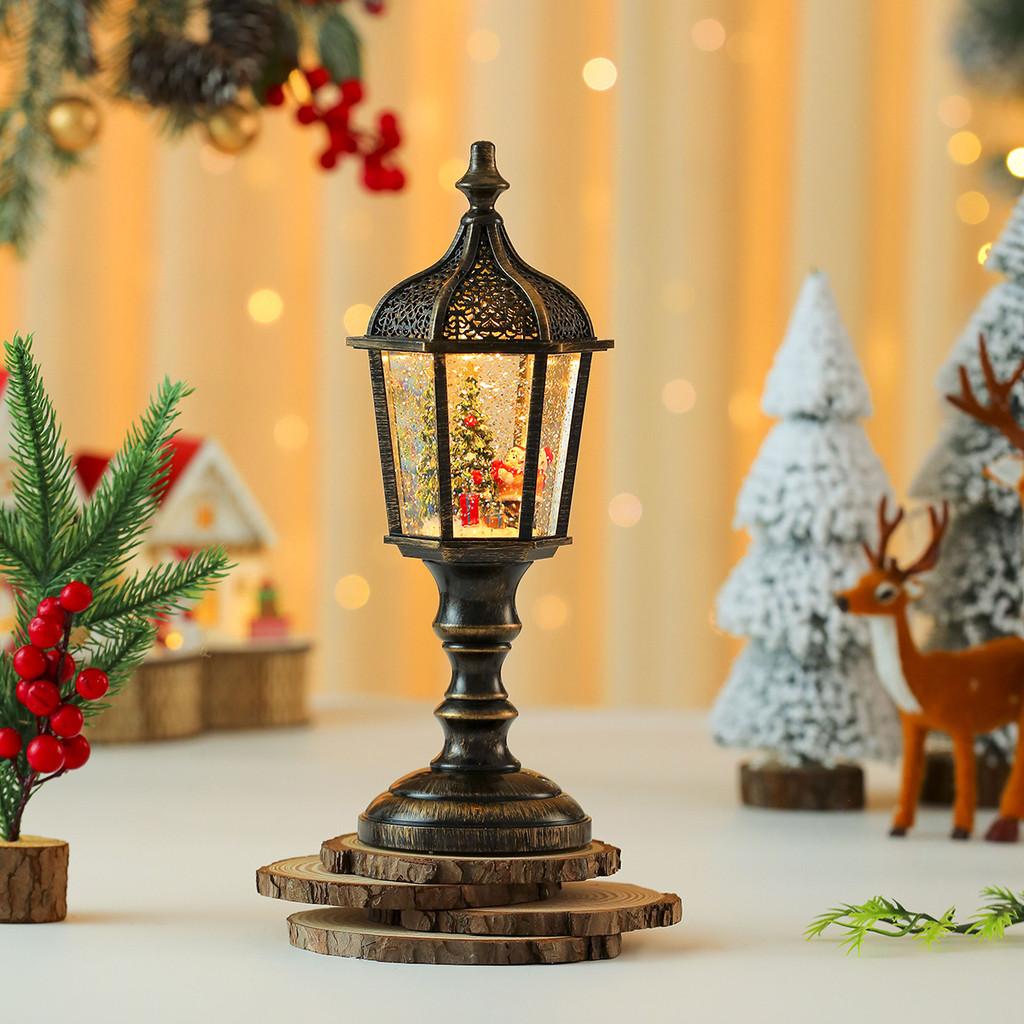 Рождественская фигурка снеговика Винтажная настольная лампа со светом, музыкой и снежным эффектом для праздничного декора