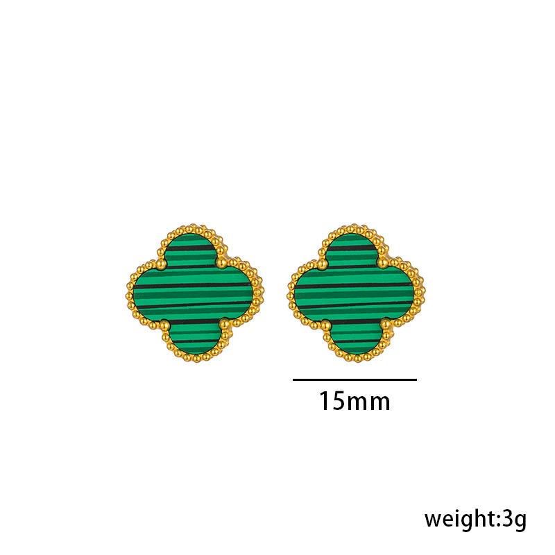 Large Titanium Steel Four-leaf Clover Earrings Fashionable Versatile Earrings Senior Sense of Ladies Earrings