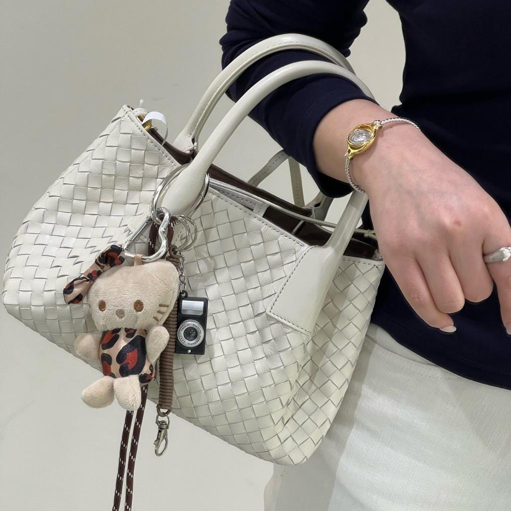 Универсальная женская сумка, плетеная сумка-корзина из овчины, модная сумка-тоут, однотонная сумка через плечо, женская сумка