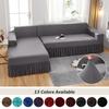 Solid Color Sofa Cover With Skirt Stretch Corner Slipcover For Living Room Non -Slip Covers For Armchairs 1 /2 /3 /4 Seat Home Decor