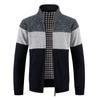 Autumn and Winter Men's Casual Cardigan Sweater Jacket, Men's Color Matching Knitted Sweater