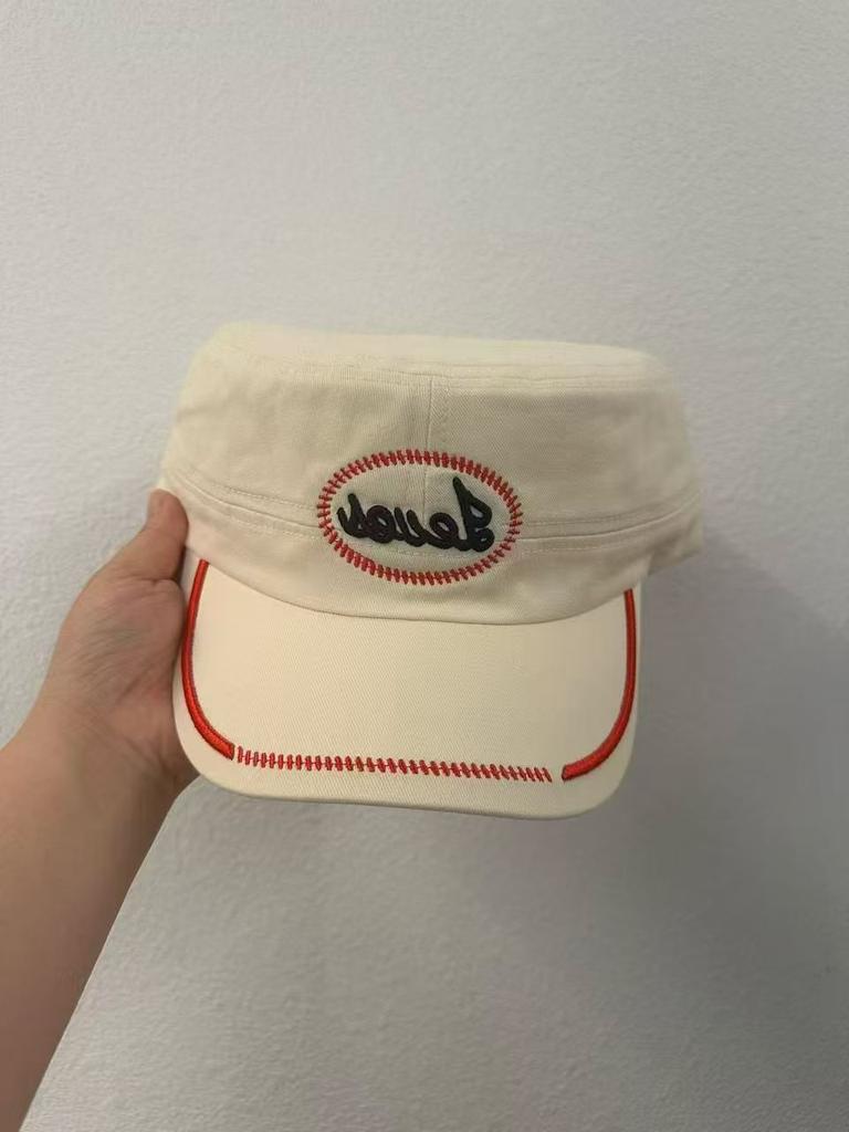 American retro round rope baseball cap men's and women's letter embroidery fashion hip-hop hat personalized street trend flat brim hat