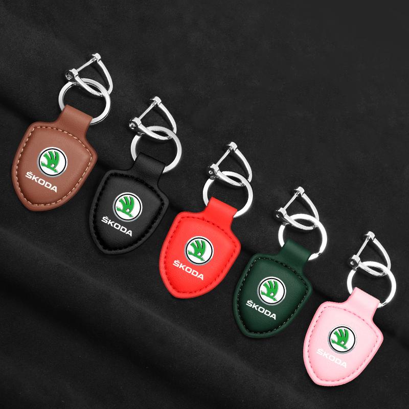 MBLH7 Multiple colors Luxury Car KeyChain Genuine Leather Key Ring Accessories for Skoda octavia fabia rapid yeti superb octavia a5 a7