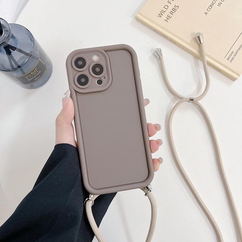 Однотонный силиконовый чехол для iPhone 16 15 Pro Max 14 13 12 11, противоударный чехол через плечо