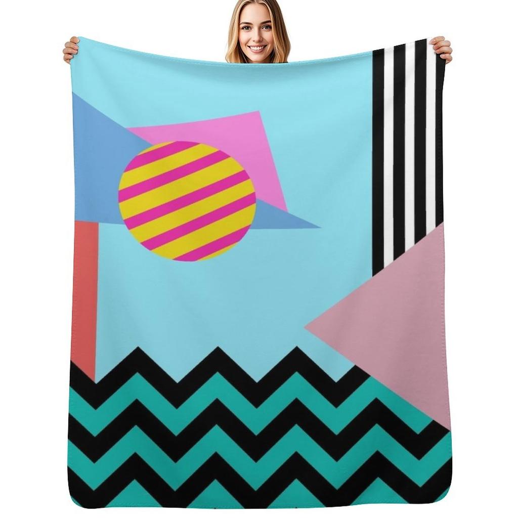 80s Memphis Design Pattern Throw Blanket Spring Fall Cozy Throw Blanket for Couch