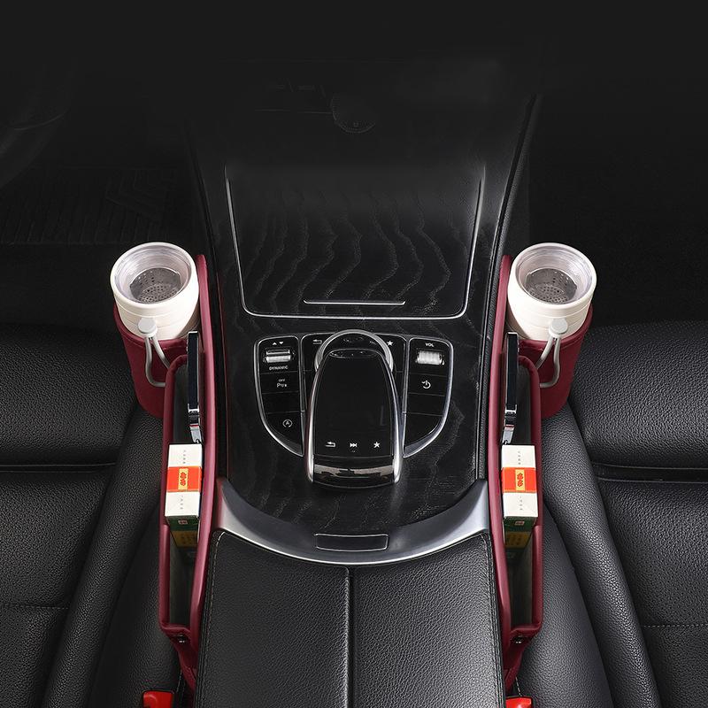Органайзер для автомобильного сиденья из искусственной кожи, боковой ящик для хранения автоконсоли с подстаканником, ящик для хранения в щели сиденья для