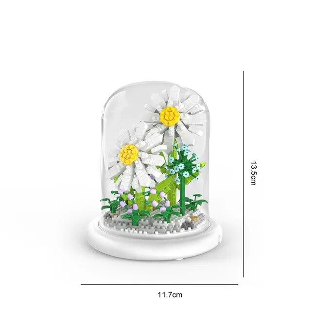 Вечный блок, сборка цветов, букет, настольное украшение, блок, цветок, детский пазл, сборка, игрушечный букет