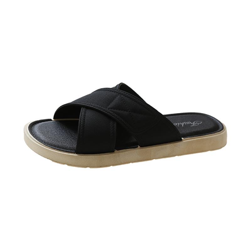 Женские летние уличные тапочки, новинка 2024 года, модные женские повседневные сандалии высокого качества с мягкой крестовиной, тапочки на плоской подошве с толстой подошвой