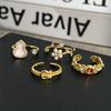 Vintage court style high-end gourd fingertip colorful flower pearl ring femininity mix and match fashion index finger ring