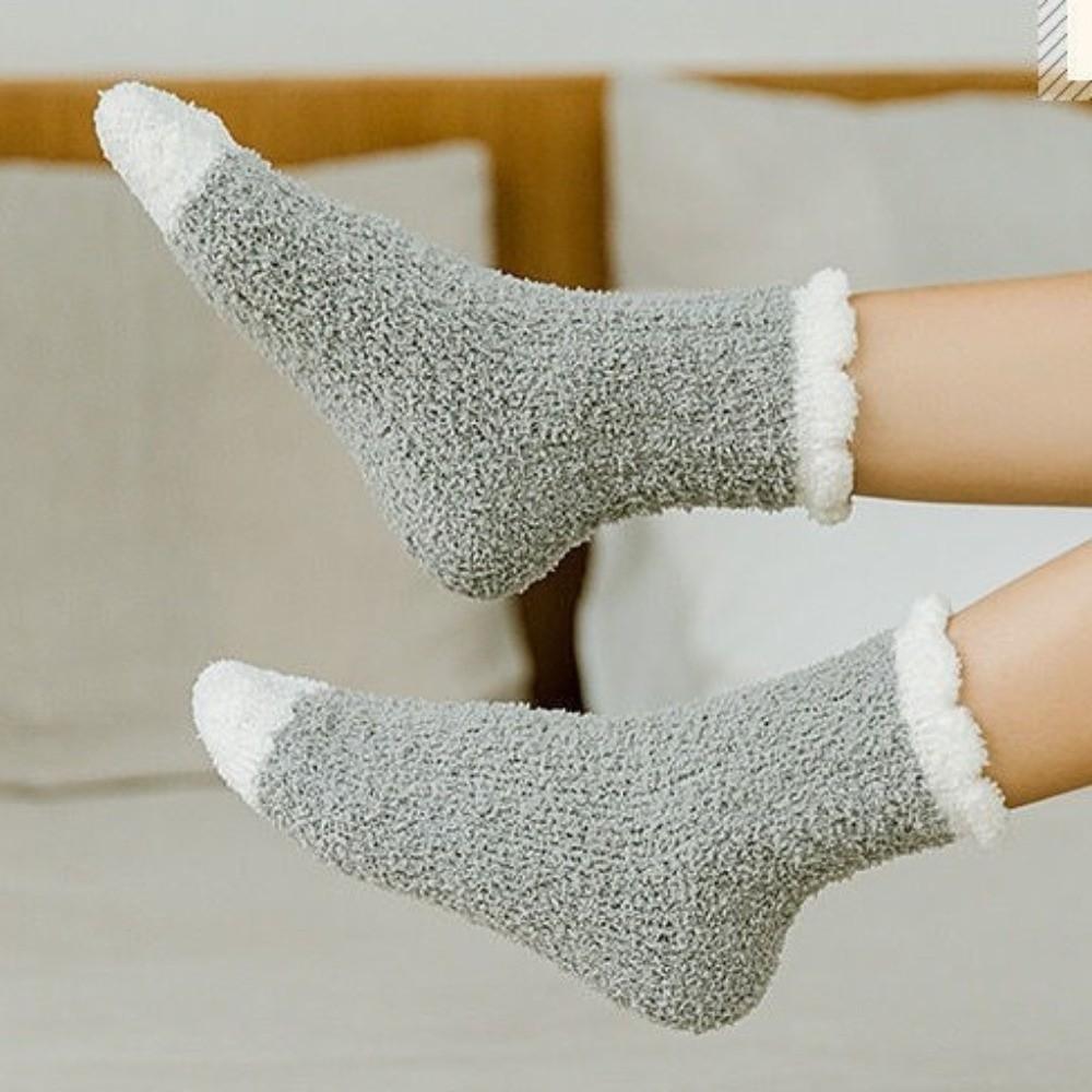 Comfortable Coral Fleece Socks for Women Thickened Home Fur Postpartum Sock For Autumn and Winter