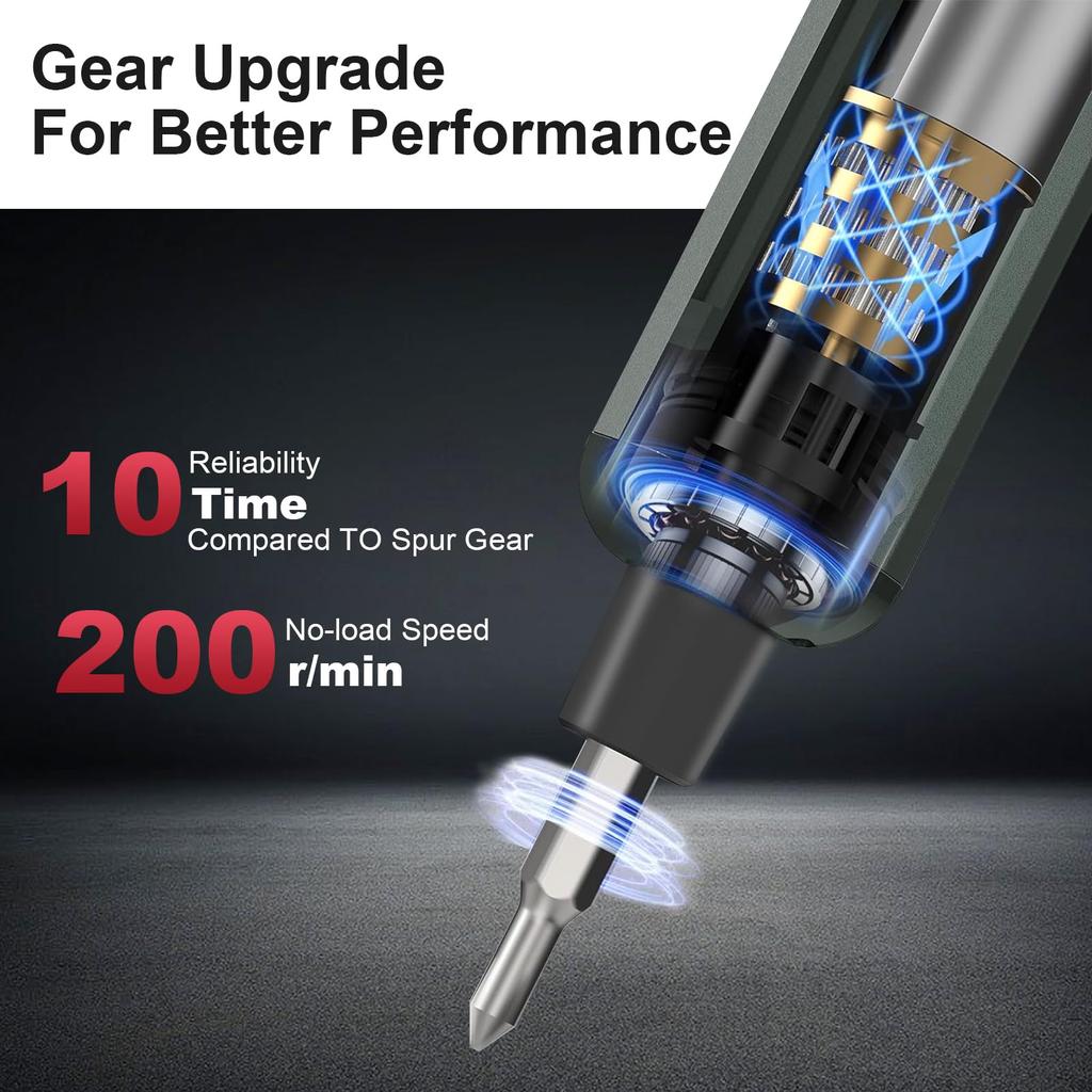 AMZDIGI Электрическая прецизионная отвертка Максимальный крутящий момент вперед и назад Светодиод для инструментов для самостоятельного ремонта Набор 30-в-1, 2 уровня крутящего момента, 3 Н·м, Форма ручки, Выдвижная