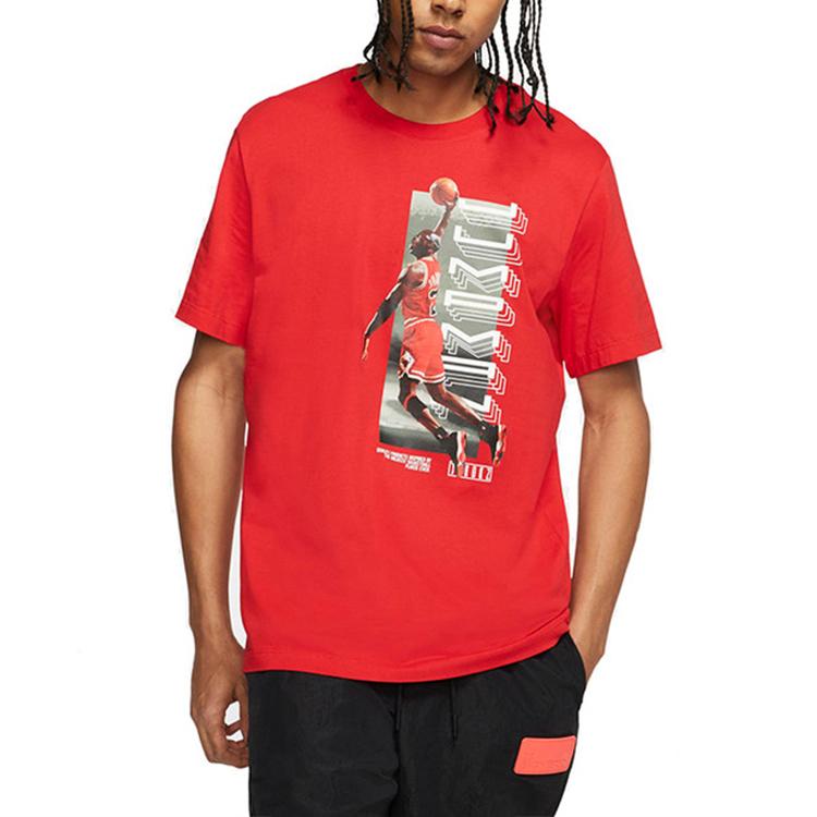 Jordan Flying Logo Print Баскетбольная спортивная футболка с коротким рукавом Мужские топы Красный CW0860-657