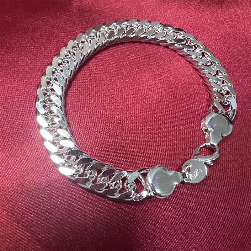 Благородный браслет-цепочка из стерлингового серебра 925 пробы с квадратной цепочкой для женщин и мужчин, очаровательный подарок на вечеринку, свадебные модные украшения