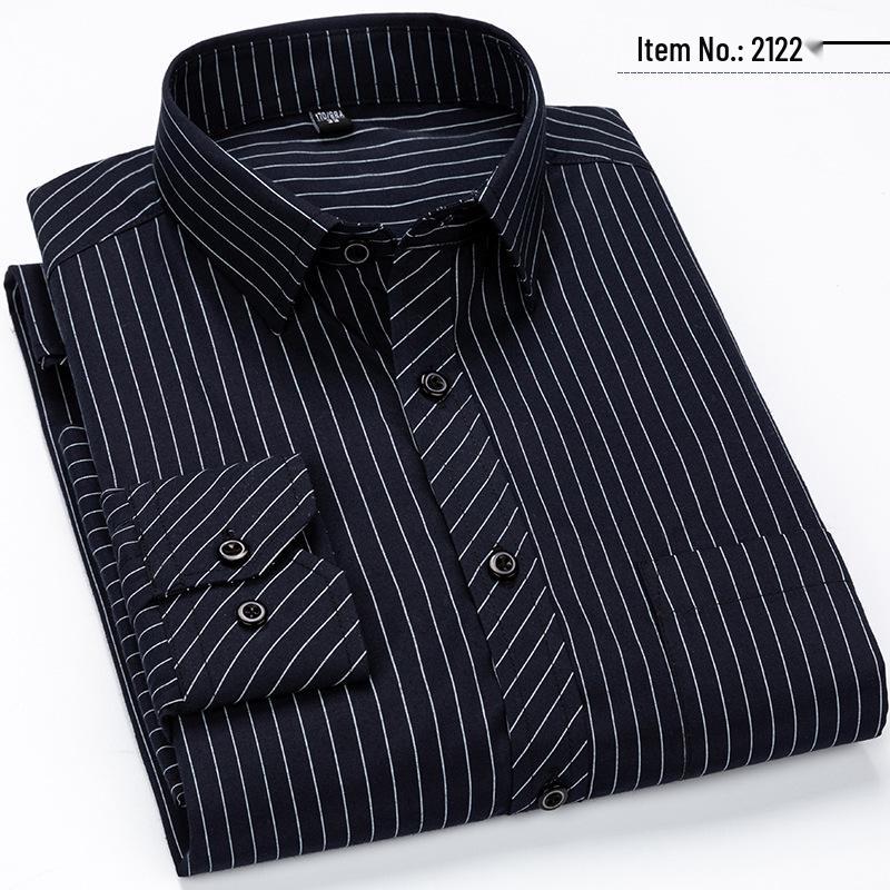 Men's Business Casual Striped Long-Sleeve Shirt - Simple and Fashionable