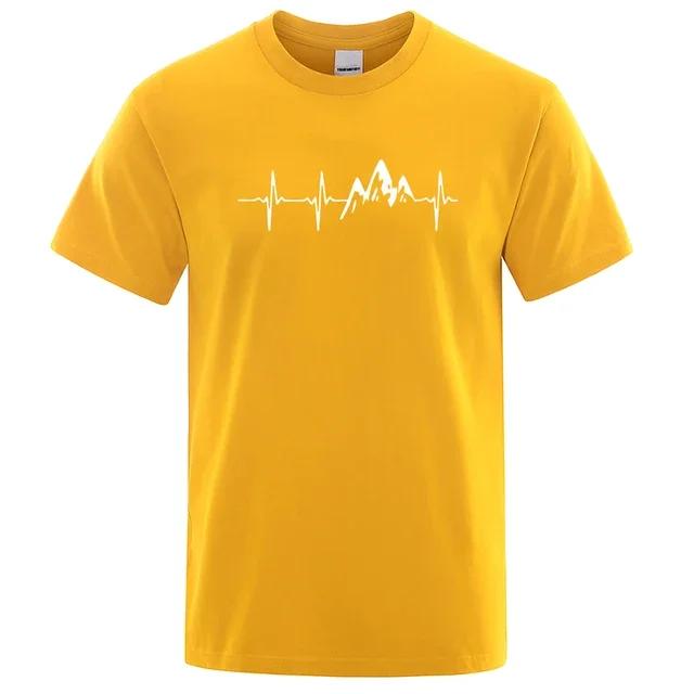 Mountain Ecg T Shirt Summer Men Women Short Sleeve T-Shirt Funny Hip Hop Tees Tops Harajuku Clothing Electrocardiogram Tshirt