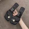 2025 summer and spring new fairy style pearl toe cool slippers ins trendy outer wear high heel one-word drag temperament women's shoes