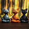 Скульптура кошки для медитации, украшения для дома, черная смоляная йога, сидящая кошка дзен, черный будда, украшение для сада на открытом воздухе