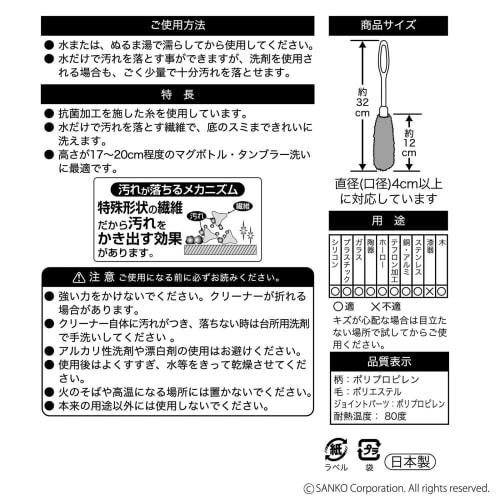 Щетка Sanko для чистки кружек, бутылок для воды, мини-бутылок, термокружек, детских бутылочек и чашек. Специальное волокно очищает грязь только водой. Антиба