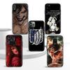 Мягкий черный чехол W-30 Anime Attack on Titan для iPhone 11 12 13 14 15 6 7 8 X XS Pro Max XR Samsung S21 S22 S23 S24 FE Ultra S8 Plus