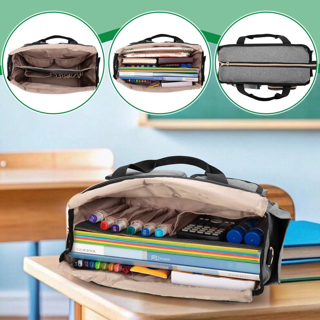 Учительский офисный тоут 8 6 ручек плечо бизнес поездки на работу в серый [Luxja] сумка, сумка, A4, карманы, слоты, сумка, сумка, школа, встречи, многофункциональный,