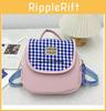 Backpack Kids Fashion With Color Blocking Grid And Letter Design Embroidery