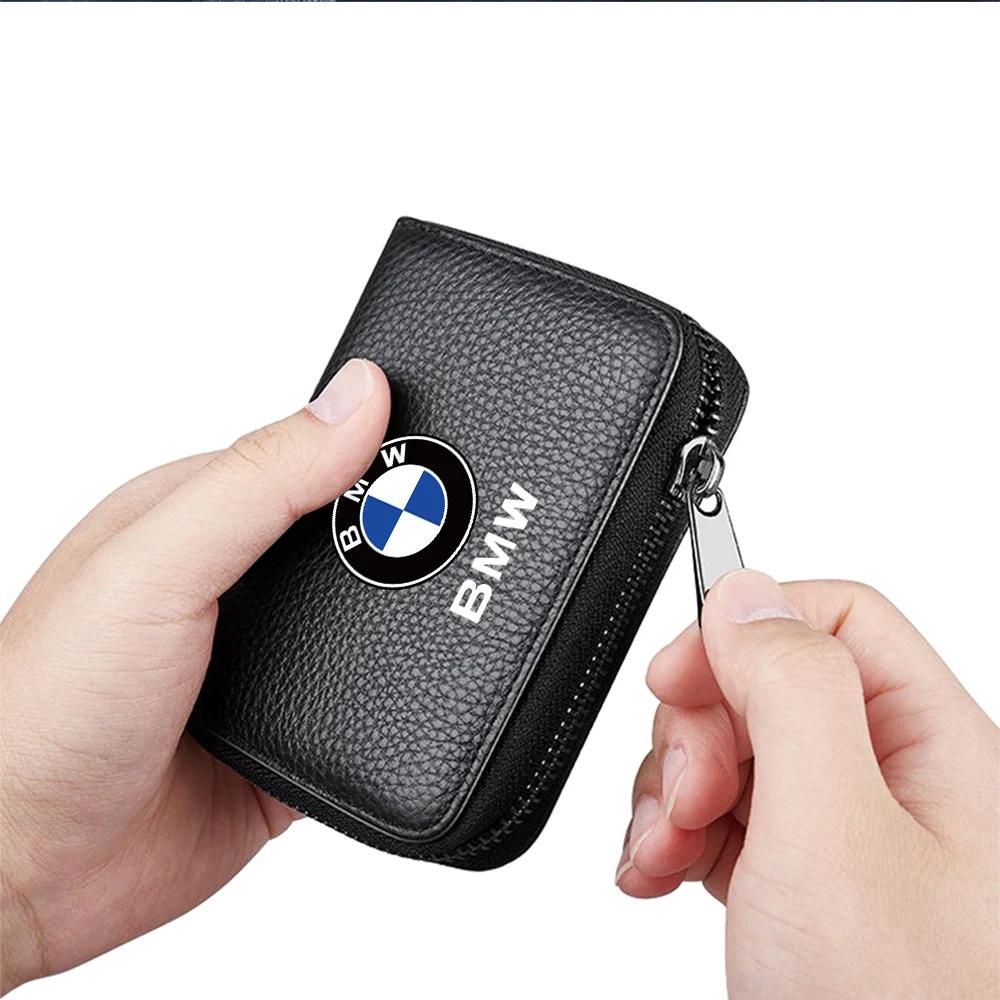 BAAZ2 Наклейка на автомобиль Для BMW Для BMW Кожа PU Мужчины Женщины Держатель для карт Маленький кошелек на молнии Кошелек для монет Однотонный Дизайн-гармошка rfid ID Автобусный
