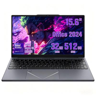 BINTEC Ноутбук PC Intel 32 ГБ ОЗУ 512 ГБ SSD MS Office 2024 Ноутбук Аутентификация по отпечатку пальца Совместим с Windows 11 Pro Подходит для офиса