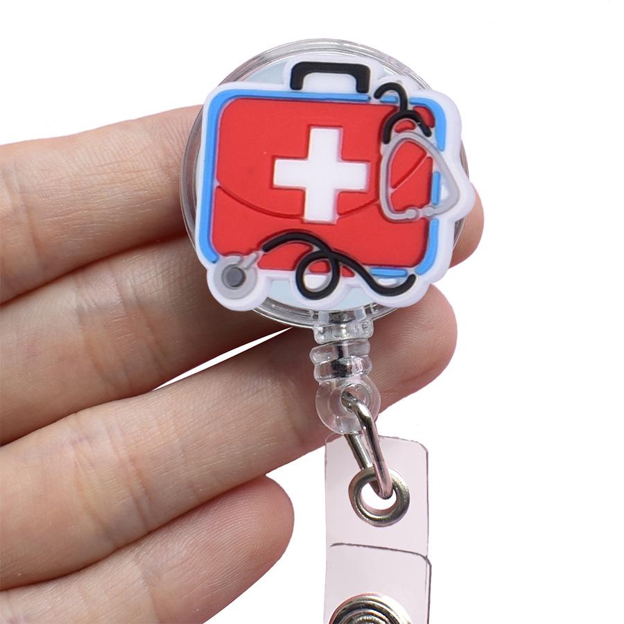 Милый выдвижной значок медсестры для скорой помощи, клипса на катушке, мультфильм, медицина, доктор, студенты, IC, держатель для бейджа для удостоверения личности