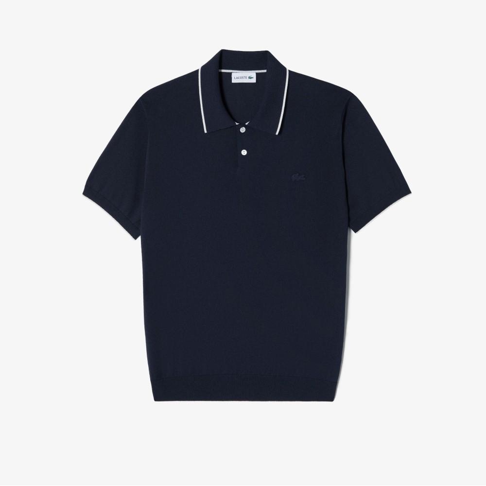 [lacoste] Men's Tipped Paper Short Sleeve Sweater Polo Shirt PH744E-56G166