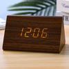 Triangle Wooden Digital Alarm Clock with USB Charger 3-Level Adjustable Brightness Mini Electronic Bedside Table Clock Home Supply