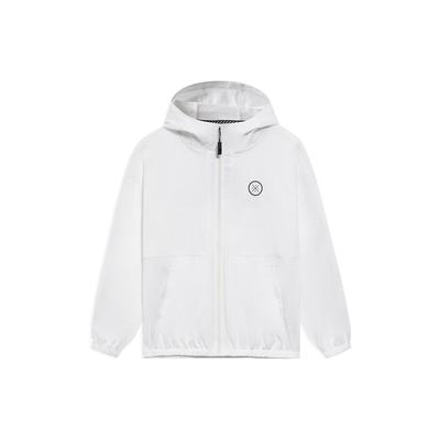 Мужская куртка-ветровка с капюшоном и однотонным логотипом Li Ning Wade Series, свободная спортивная куртка белого цвета AFDS427-3