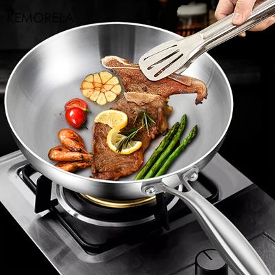 Сковорода KEMORELA из нержавеющей стали 316, зеркально полированный дизайн, трехслойная нержавеющая сталь, несколько размеров для индукционных плит