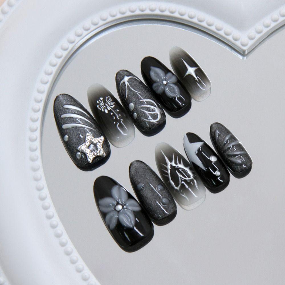 French Fake Nails Cat Eye Press on Nails Manicure Nail Tips DIY