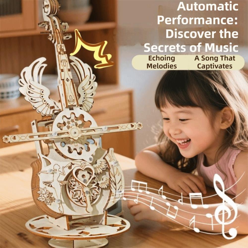 DIY Design Wooden Cello Model Wooden Material DIY Assembly For Kids 3D Puzzle Crafts Gift