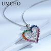 Umcho Серебро 925 пробы, красочные мамины сердца Nceklace, подвески из настоящего стерлингового серебра, ожерелья для женщин, подарок на день матери с цепочкой